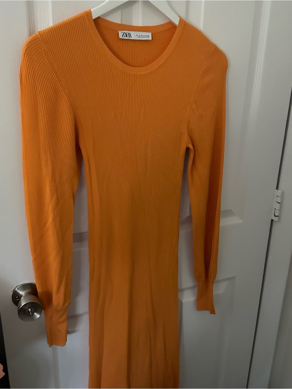 Orange Long Sleeve Midi Dress